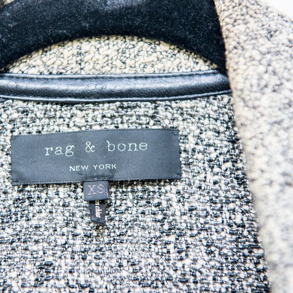 Rag & Bone Bouclé Knit Jacket Leather Trim XS - Picture 12 of 12
